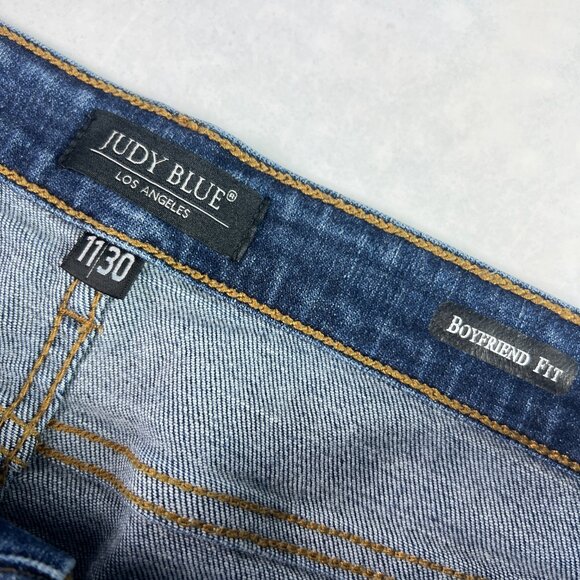 Judy Blue Jeans Womens 32x28* Boyfriend Mid Rise Blue Faded Stretch Denim Tag 30 - Picture 8 of 16